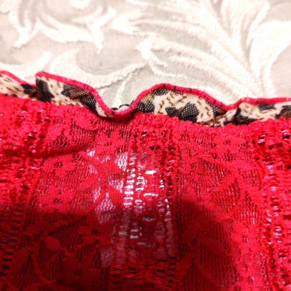 💗🐆💗 MeWow Seductive Leopard Print & Rich Magenta Pink Floral Lace Panties - S - Picture 7 of 8